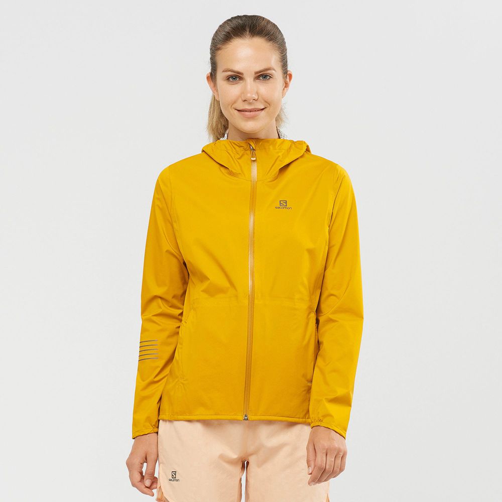 Vestes Salomon Femme Jaune - Salomon BONATTI WATERPROOF - France (4681-PNGFL)